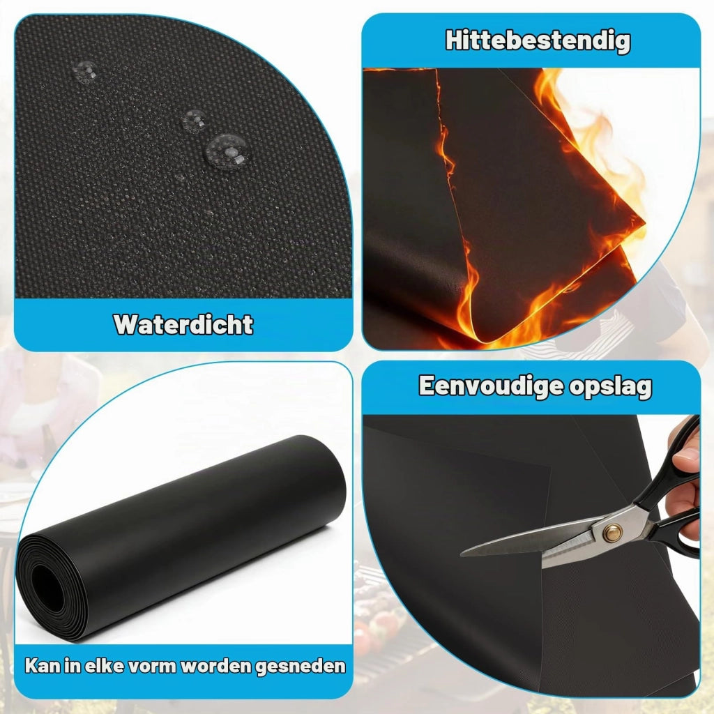 Tappetino da barbecue, 2 pezzi, 40 x 50 cm, riutilizzabile, antiaderente, resistente al calore fino a 260 °C, per barbecue a carbone, a gas, incluso pennello in silicone, per forno