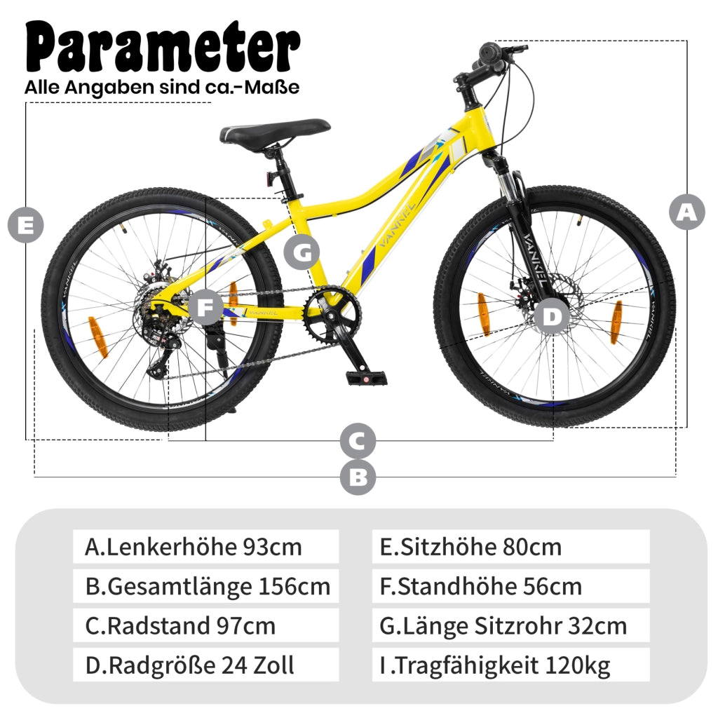 MOUNTAIN BIKE per bambini 61 cm 6 velocità Gialla
