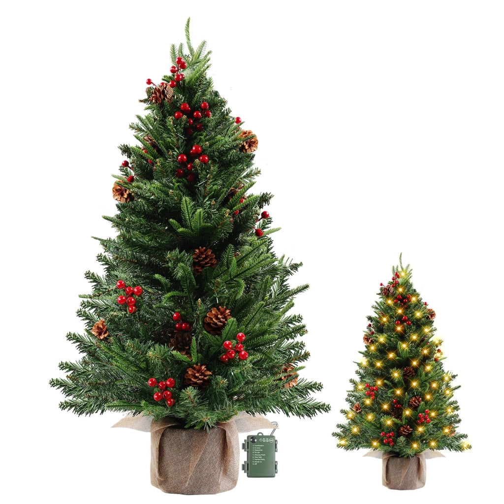 Albero di Natale artificiale, altezza 90 cm, 80 LED, 170 rami, luce bianco caldo