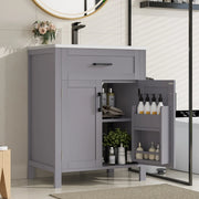 Mobile bagno grigio in MDF con lavabo in ceramica integrato, 60x46x84,8 cm, doppia anta e ripiani regolabili