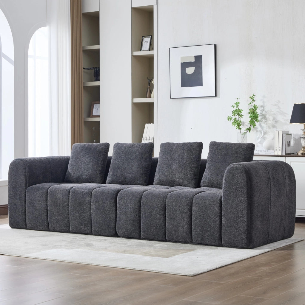 DIVANO modulare 260x95,5x70 cm in velluto grigio scuro, set da 2 pezzi
