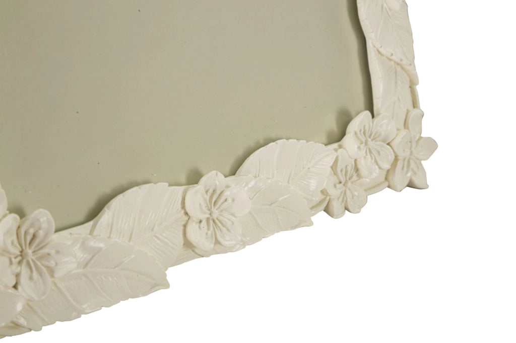 Cornice Portafoto in Resina con Foglie e Fiori Leaf Cream Crema