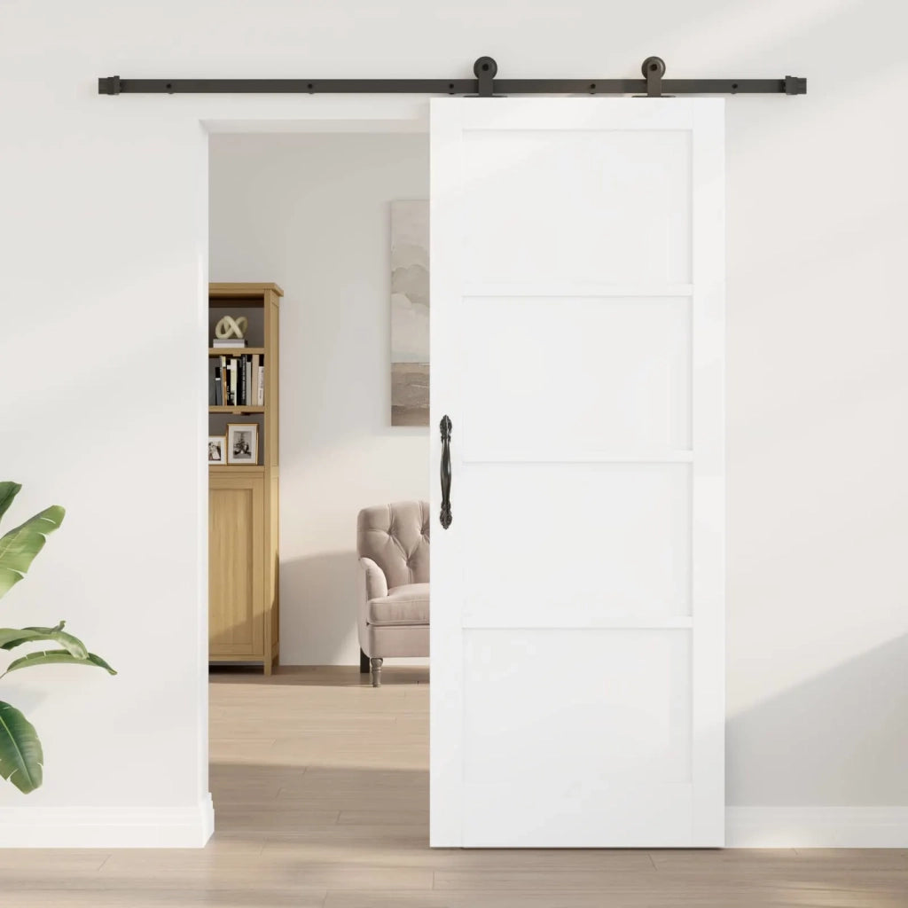 Porta scorrevole 83 x 211 cm Legno ingegnerizzato Bianco e Nero 3450021