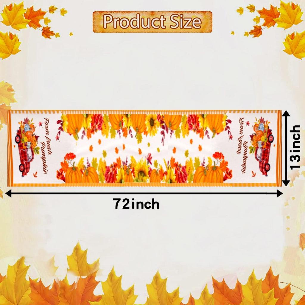 Tovaglia decorativa 180x33 cm, motivo foglia d'acero, aspetto lino, decorazione autunnale