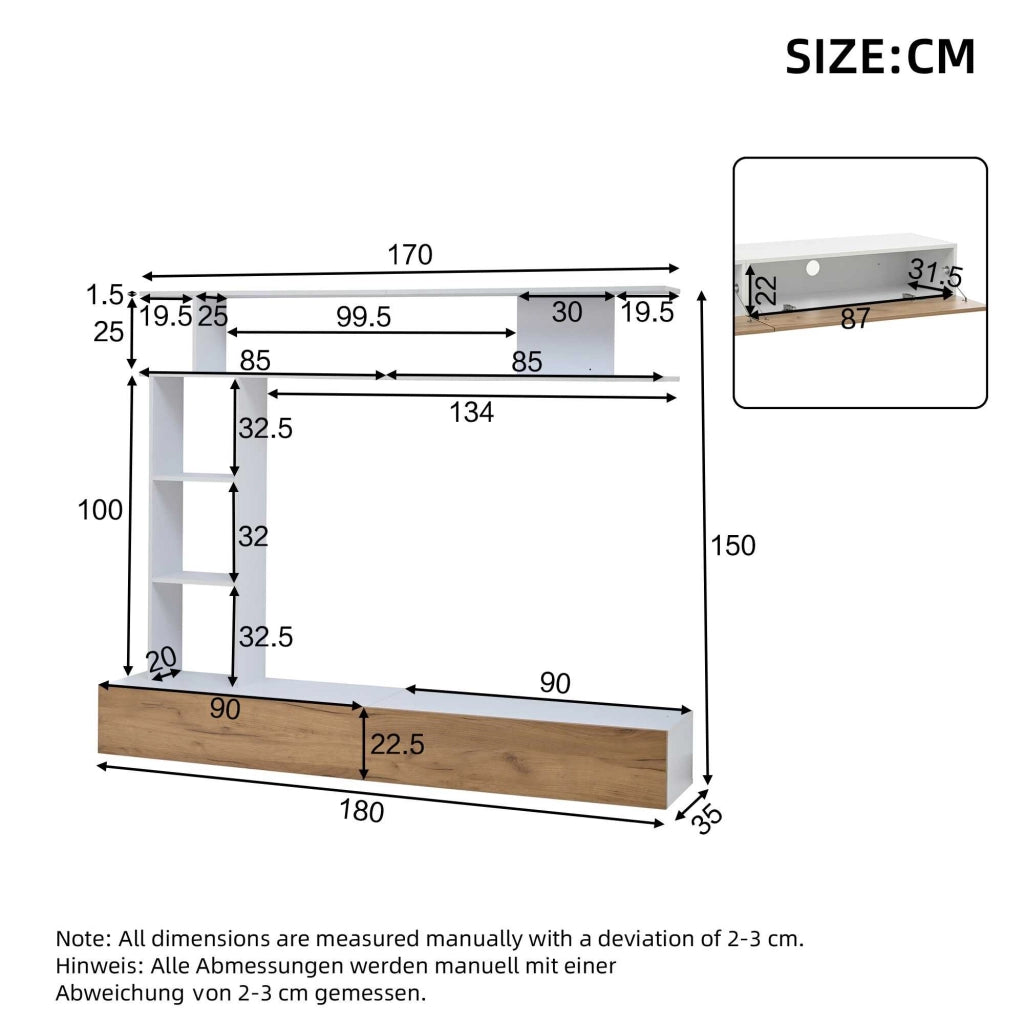 Letto contenitore 180x35 cm con LED; Particle Board; white+oak – SuerZaro