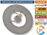 CIRCOLINA MAGNETICA NEON LED PIASTRA DISCO ANELLO PLAFONIERA CIRCOLARE LAMPADA T9 G10Q 34W Ø23CM COLORE LUCE SELEZIONABILE CCT 3IN1 3000K - 4000K -6500K