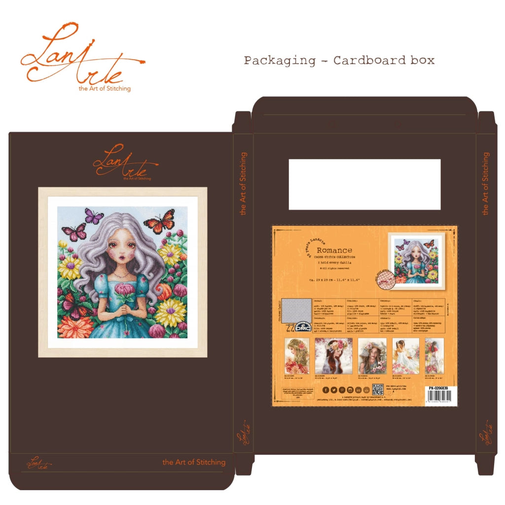 Kit per ricamo a punto croce "Dahlie", 29x29 cm, decorazione murale fai-da-te