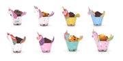 Confezioni per muffin a tema unicorno, 24 pezzi, 12 design diversi, in carta, 6,5 cm