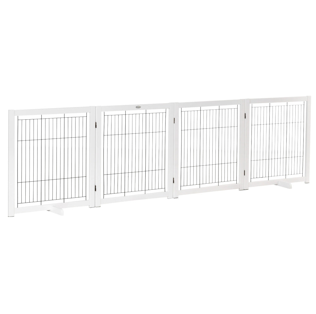 Cancelletto di sicurezza per cani 305 x 35,5 x 82 cm in legno bianco e acciaio