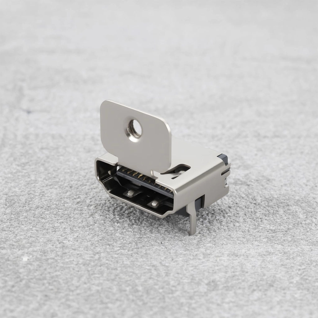 10 connettori HDMI a 19 pin, angolari, per montaggio a traversa (DIP), con orecchie di montaggio