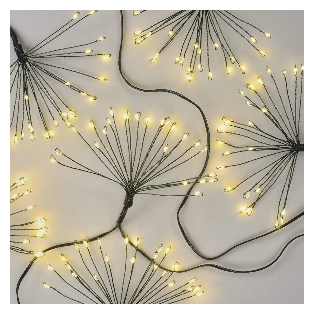 Catena luminosa a LED, luce bianco caldo, 8 metri, 450 micro-LED, timer, cavo verde