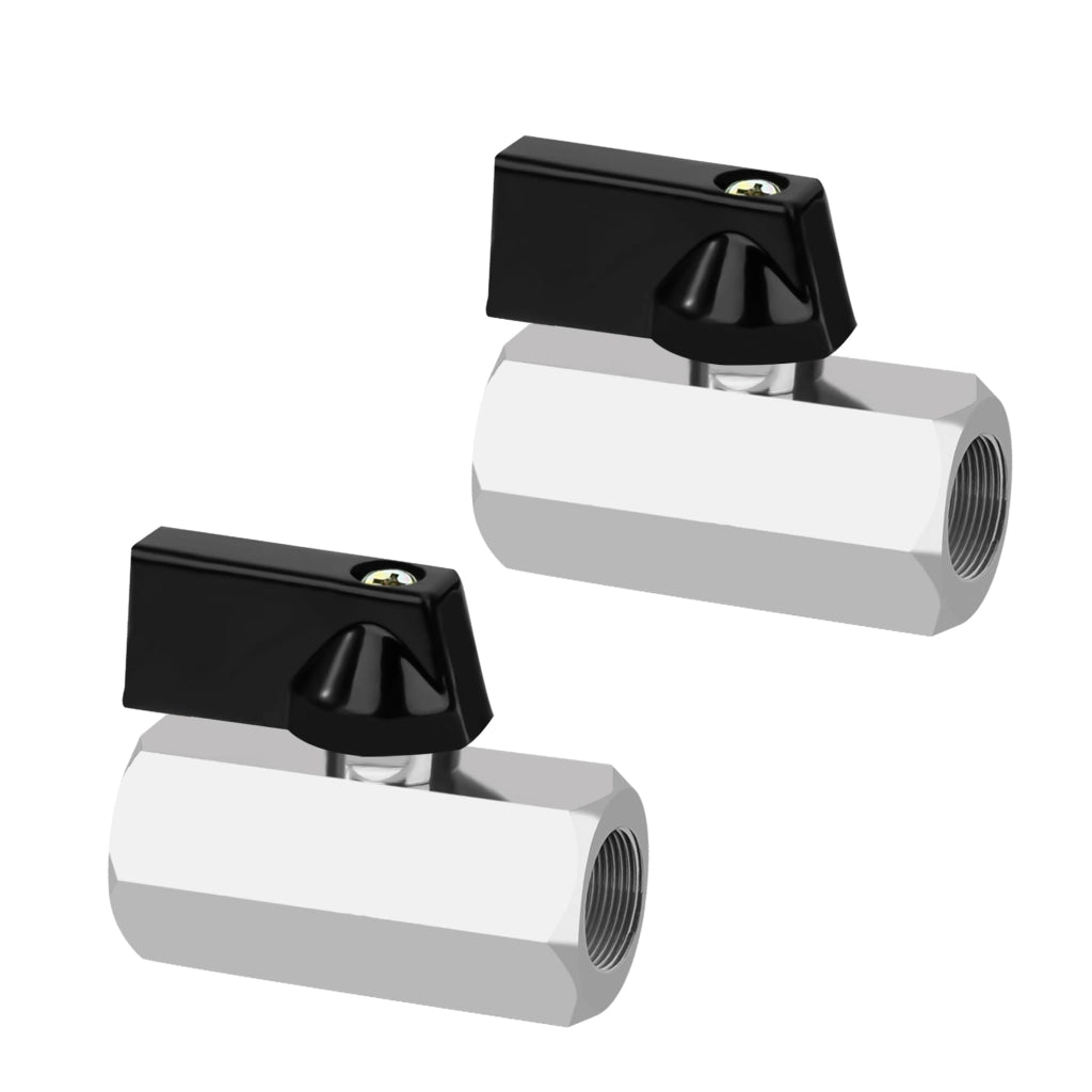 Set di due valvole a sfera, cromate, con attacchi da 3/8" IG (filetto interno) entrambi, realizzate in ottone