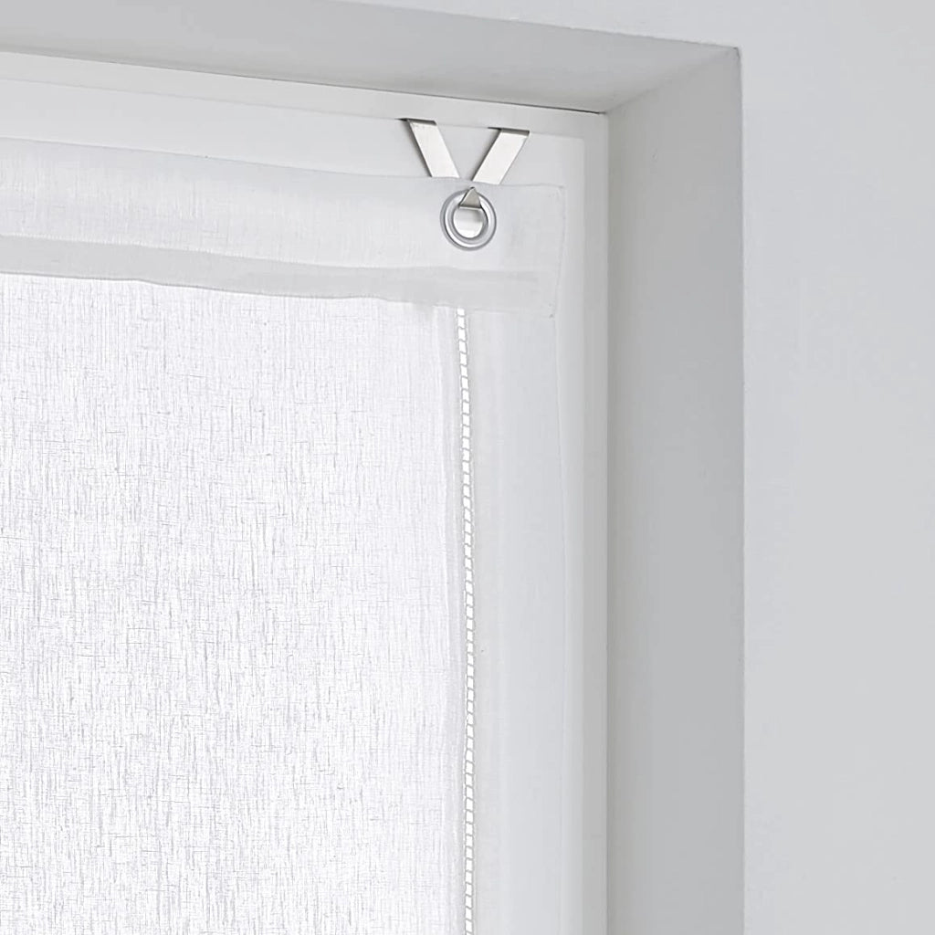 Tenda plissettata in lino, colore bianco, 100x140 cm, con orlo cavo