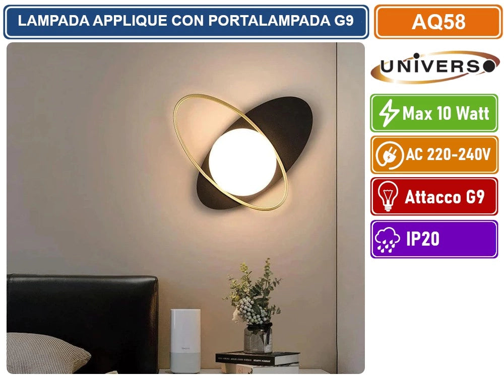 UNIVERSO AQ58 APPLIQUE LAMPADA DA INTERNO A PARATE IN STILE CONTEMPORANEO MAX 10W ATTACCO G9