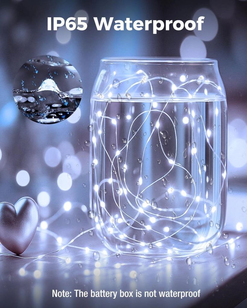 Set di 6 catene luminose a LED, lunghezza 2 metri, 20 LED, luce bianco caldo + bianco freddo