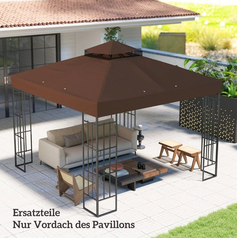 Telo di ricambio per gazebo 3 x 3 m a doppio livello, caffè