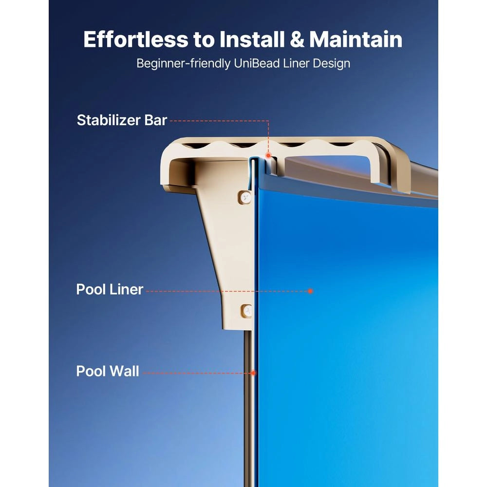 Rivestimento Liner per Piscina Fuori Terra Ovale 360 x 623 cm, Telo Interno in Vinile Blu con Bordo a Incastro, Altezza 120 cm