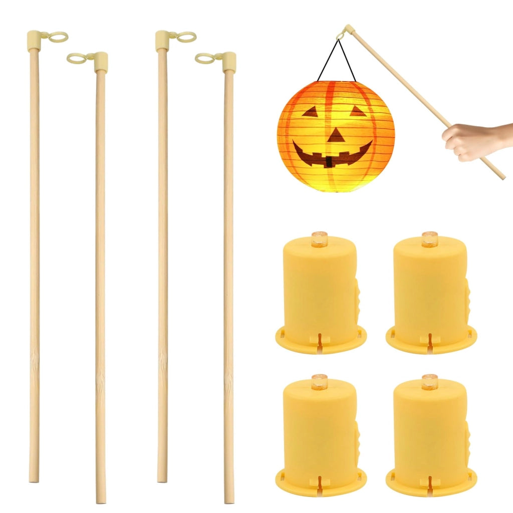 Staffe per lanterne in legno, 4 pezzi, con tecnologia LED, 26,5 cm, luce giallo caldo