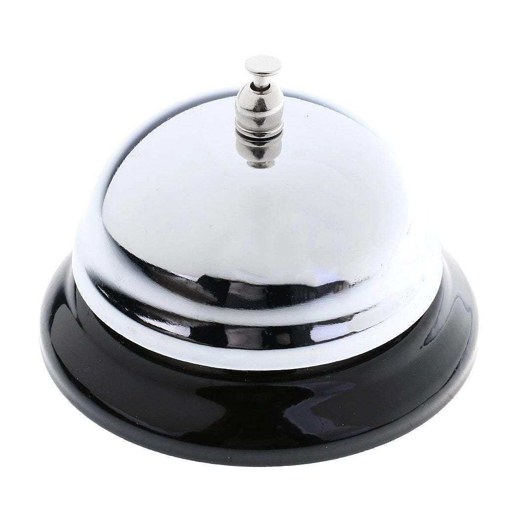 Campanello da tavolo in metallo, grigio, 8,5 x 8,5 x 6 cm, per hotel e ristoranti