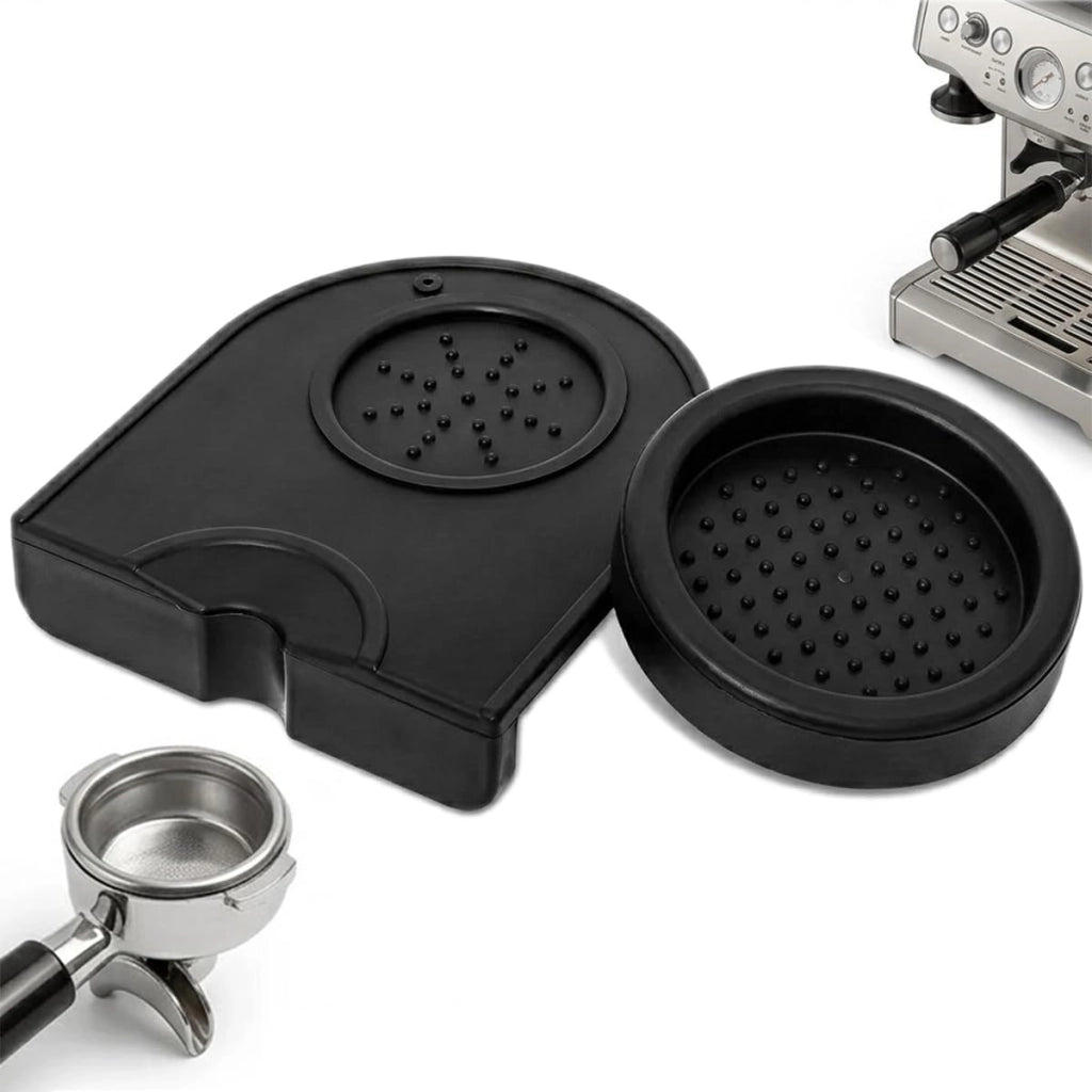 Set da 2 pezzi per pressare il caffè, in silicone, antiscivolo, colore nero