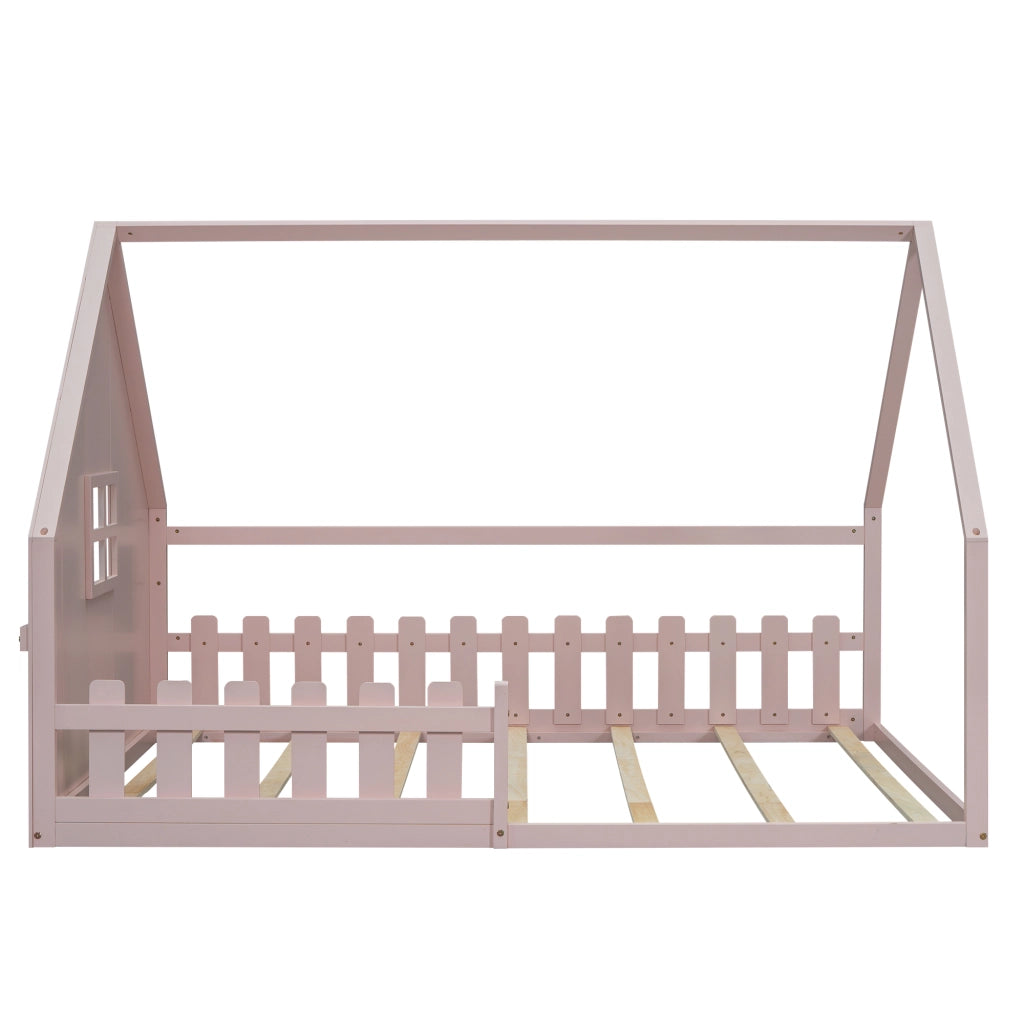 Letto a casetta rosa 140 x 200 cm con sponda