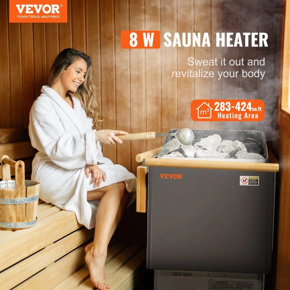 Stufa Elettrica per Sauna 8 kW 400V con Regolatore Digitale e Timer da 3 Ore Riscaldatore per Sauna 8-12 m³ SCA-80W