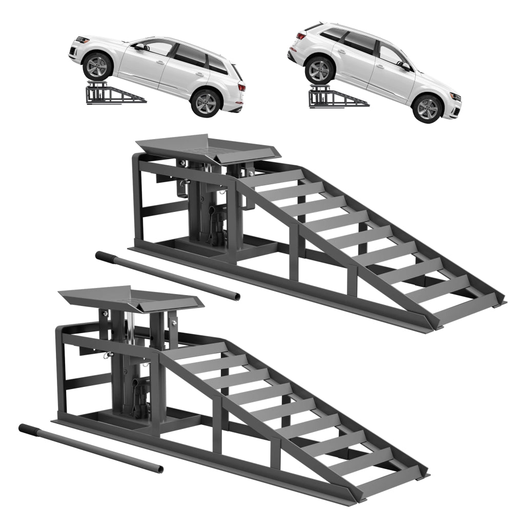 Set 2 rampe auto regolabili con martinetti idraulici, grigio