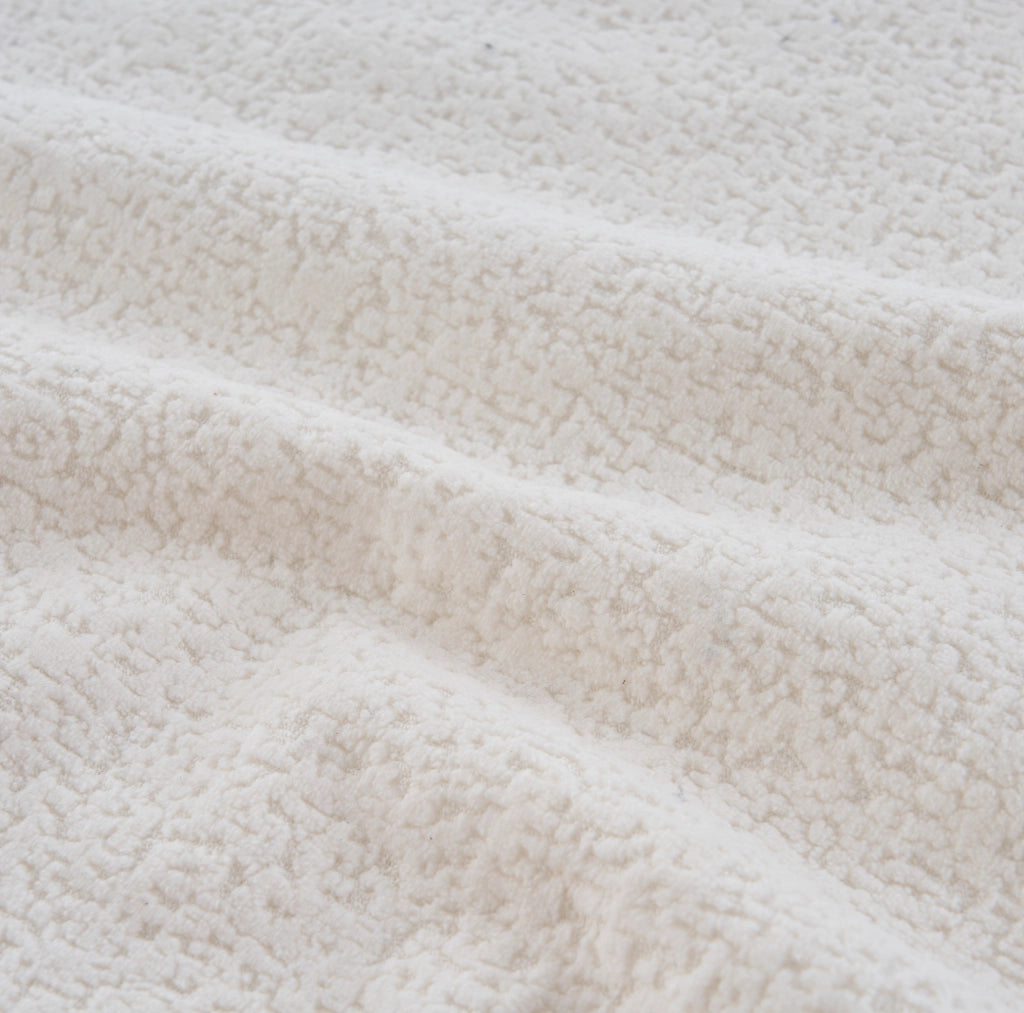 Divano modulare convertibile 263x171x66 cm in ciniglia bianca senza montaggio