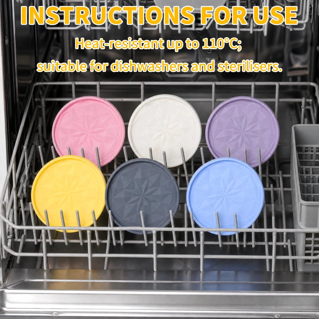 Set di 6 coperchi in silicone per yogurt, diametro 10 cm, riutilizzabili