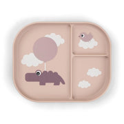 Piatto per bambini con 3 scomparti, antiscivolo, privo di BPA, 22x18 cm
