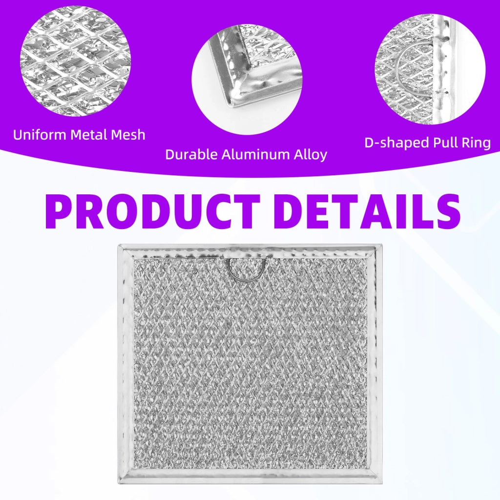Set di 4 filtri antigrasso per microonde, dimensioni 17x16,2 cm, in alluminio, colore argento