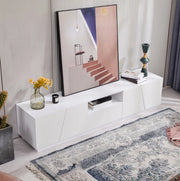 Mobile TV moderno in MDF bianco 170x42x37 cm con design diagonale a patchwork