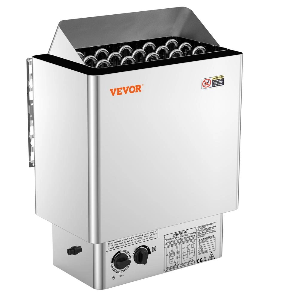 Stufa Elettrica per Sauna 8 kW SCA-80BS in Acciaio Inox, Riscaldatore 400V con Timer 3 Ore per Spazi 8-12 m³, Uso Domestico