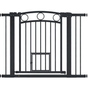 Cancelletto di sicurezza per animali 77 cm regolabile 76-104 cm nero con gattaiola