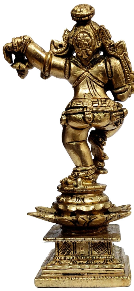 Statua in ottone raffigurante Krishna che danza, altezza 5 pollici, realizzata a mano
