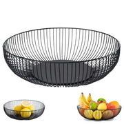 Ciotola per frutta in metallo, 28x8 cm, nera, design aperto