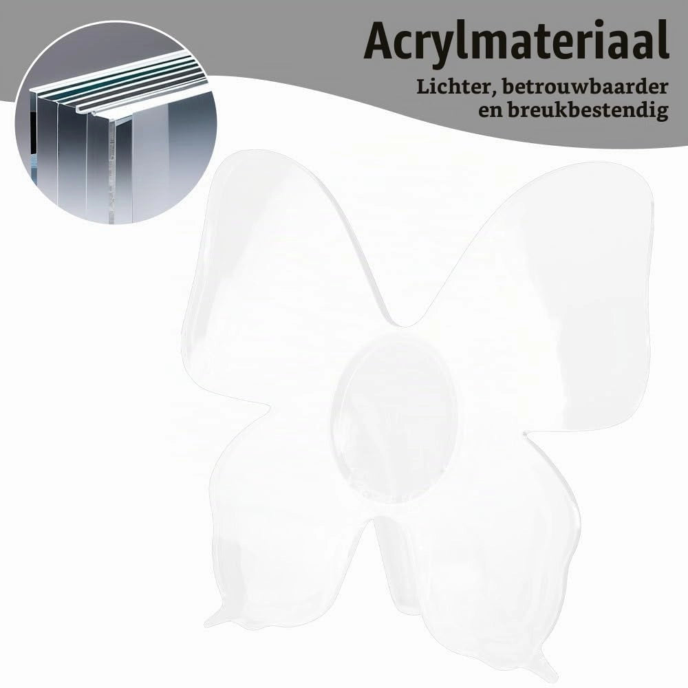 Vaso in acrilico a forma di farfalla, stile Art Déco, trasparente, dimensioni 218x220x8 mm, ideale per fiori