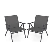 Set 2 Sedie da Giardino in Metallo e Tessuto Traspirante Grigio, Sedie da Esterno Robuste per Balcone e Terrazzo