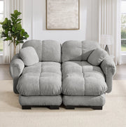 Divano 3 posti cloud 260x86x90 cm in ciniglia grigio chiaro con 2 cuscini, montaggio facile