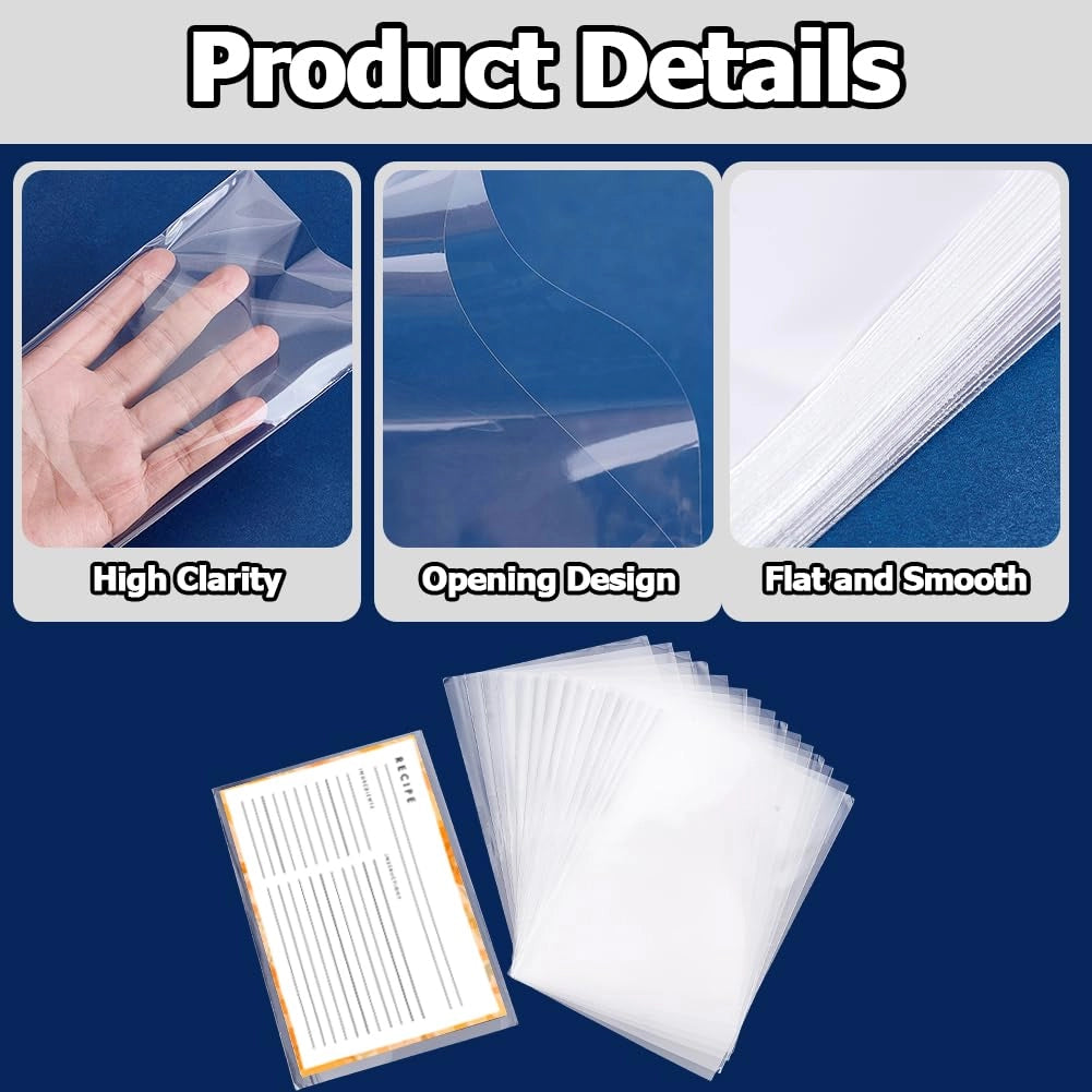 100 custodie per ricette, formato 10x15 cm, trasparenti e impermeabili