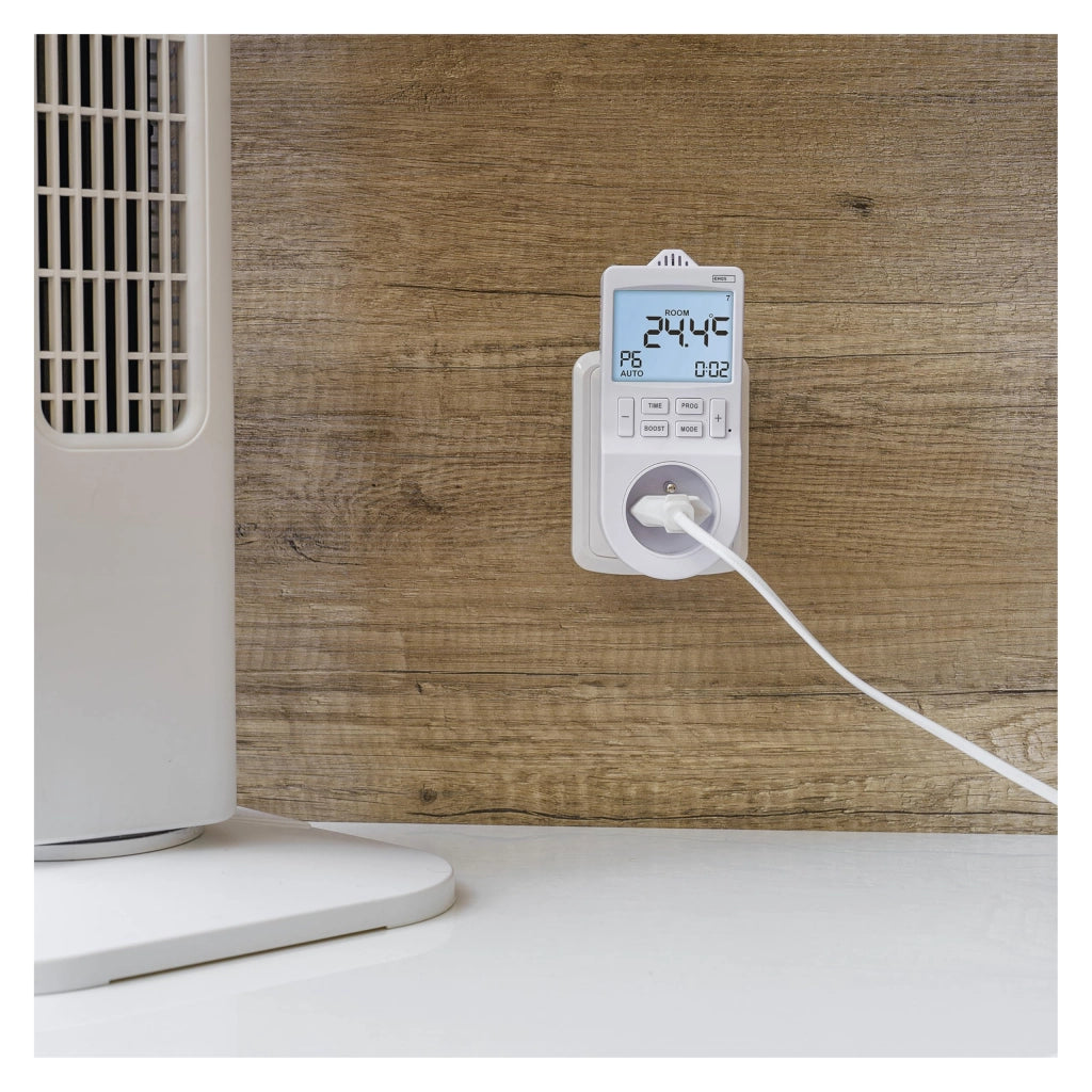 Termostato e timer 2-in-1 per prese, digitale, per riscaldamento/raffreddamento
