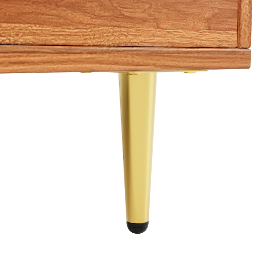 Credenza alta 145 × 39 × 171 cm in MDF marrone noce con porta in vetro scanalato portabottiglie cassetti e ripiani