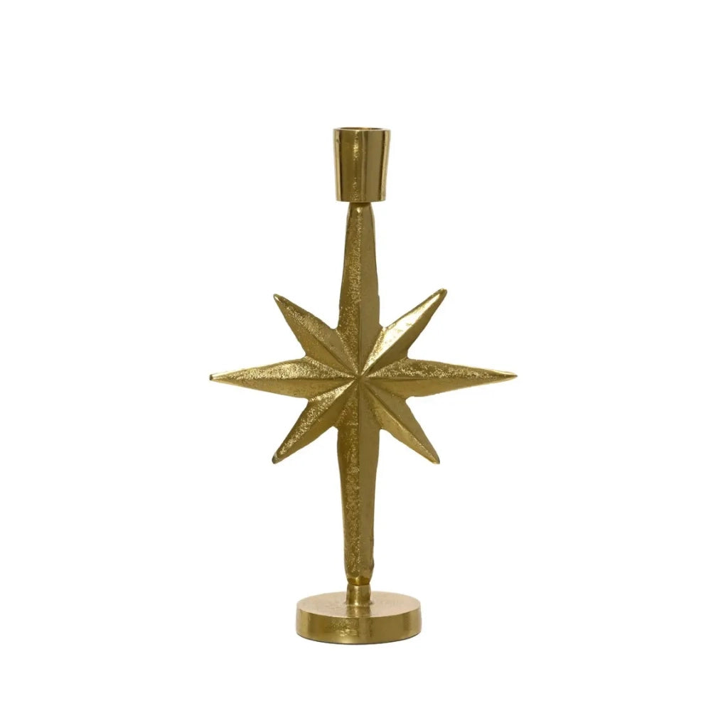 Candeliere oro in alluminio con stella 13,5 × H22 cm
