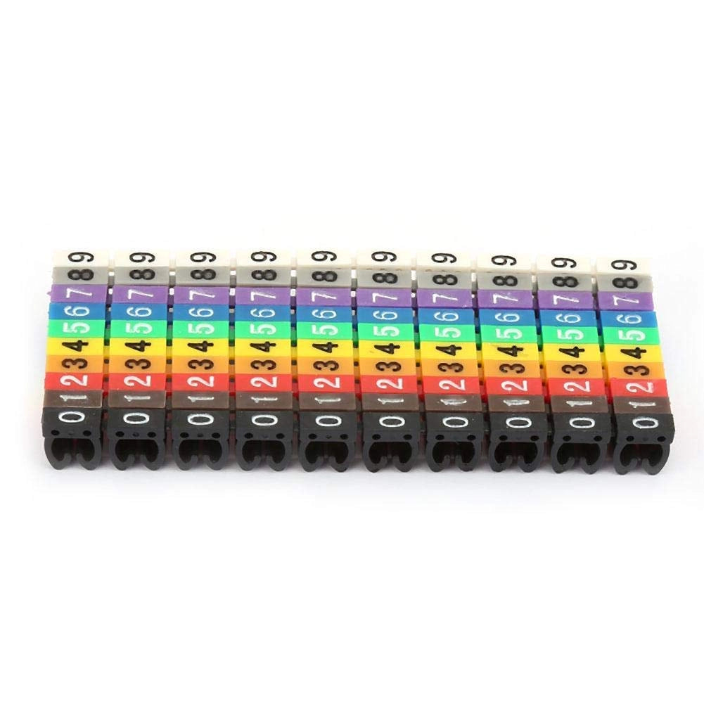 Etichette per cavi, 100 pezzi, 4 mm, colorate, in plastica, per cavi