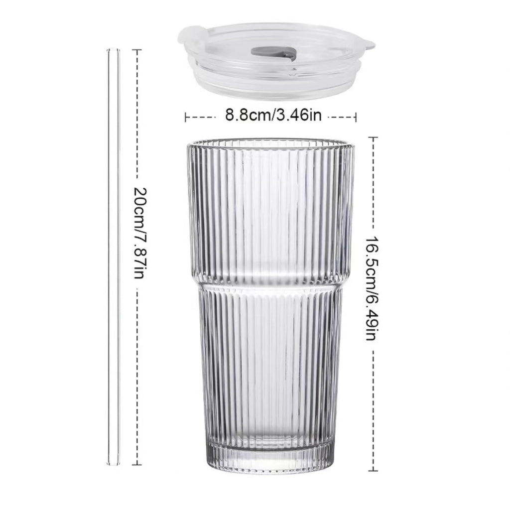 4 bicchieri con coperchio e cannucce, capacità 600 ml, con superficie strutturata, ideali per frappè e smoothie