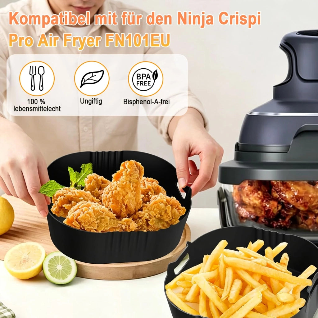 Set di accessori da 8 pezzi per friggitrice ad aria, in silicone, colore nero