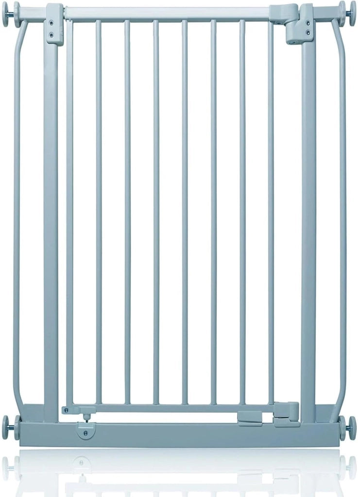 Cancelletta per scale a pressione alta Elite, fissaggio a pressione tra 71 cm - 80 cm, grigio chiaro opaco, extra alta 96,8 cm, cancello per bambini per scale, corridoi e porte, adatto per neonati e bambini piccoli