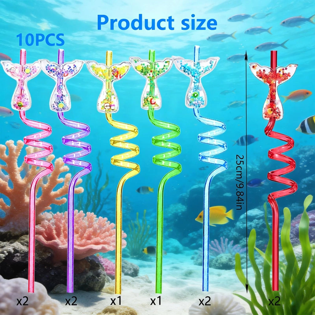 Cannucce a spirale, set da 10, riutilizzabili, colorate, in PET, ideali per feste