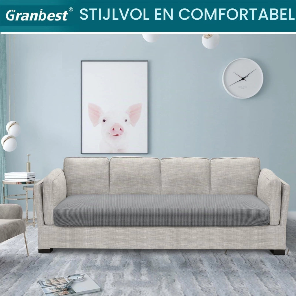Copertura per divano, 4 posti, grigio chiaro, in Spandex, elasticizzata, morbida
