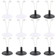 Set di 12 supporti per bambole, in acrilico, colore nero e bianco, con altezza regolabile da 6,5 a 8 cm